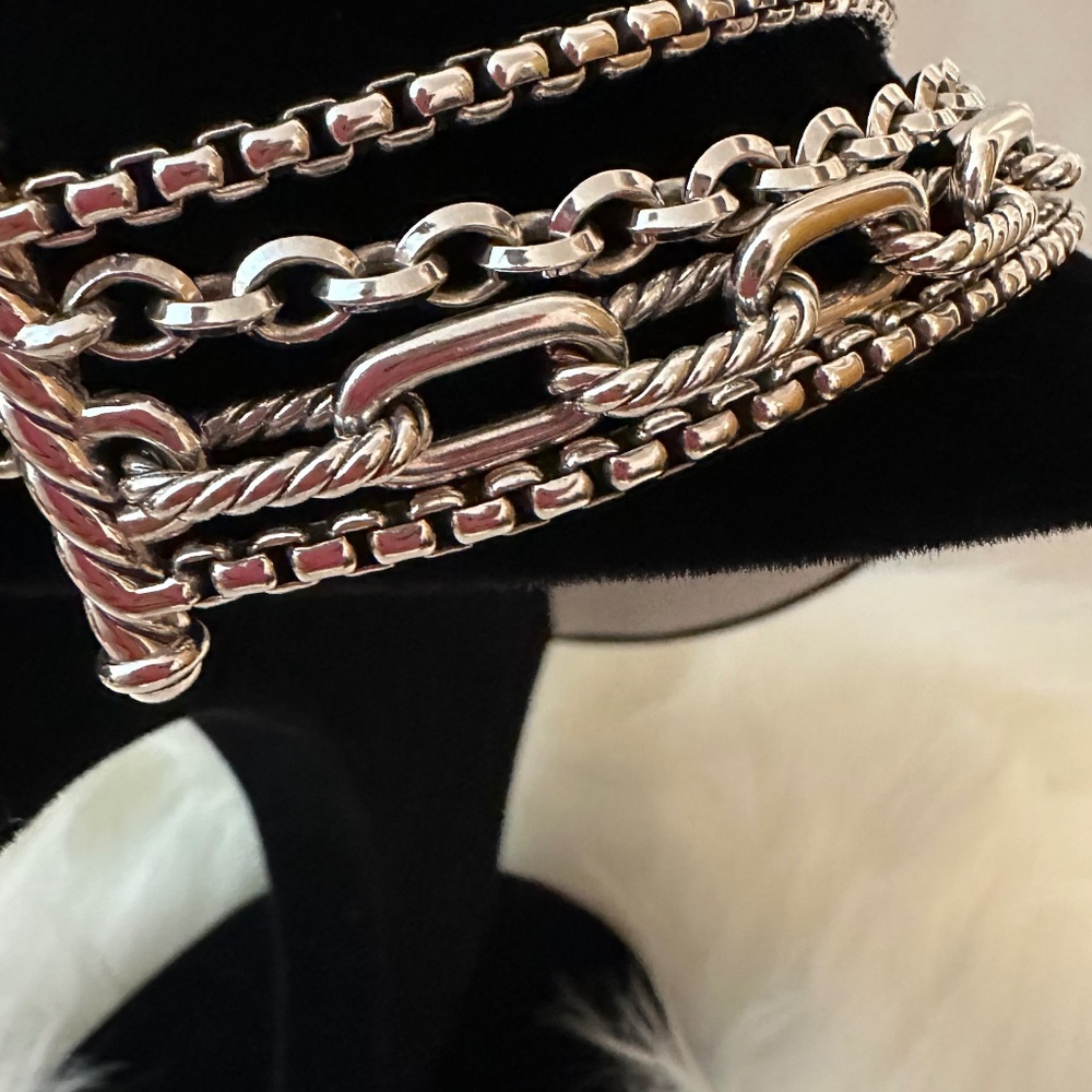 Authentic David Yurman Four Row Mixed Chain Neckl… - image 6